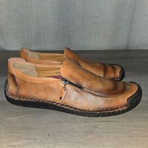 Leather Slip On Loafer Casual Comfort Shoe Zip Detail Menswear Size 46/13